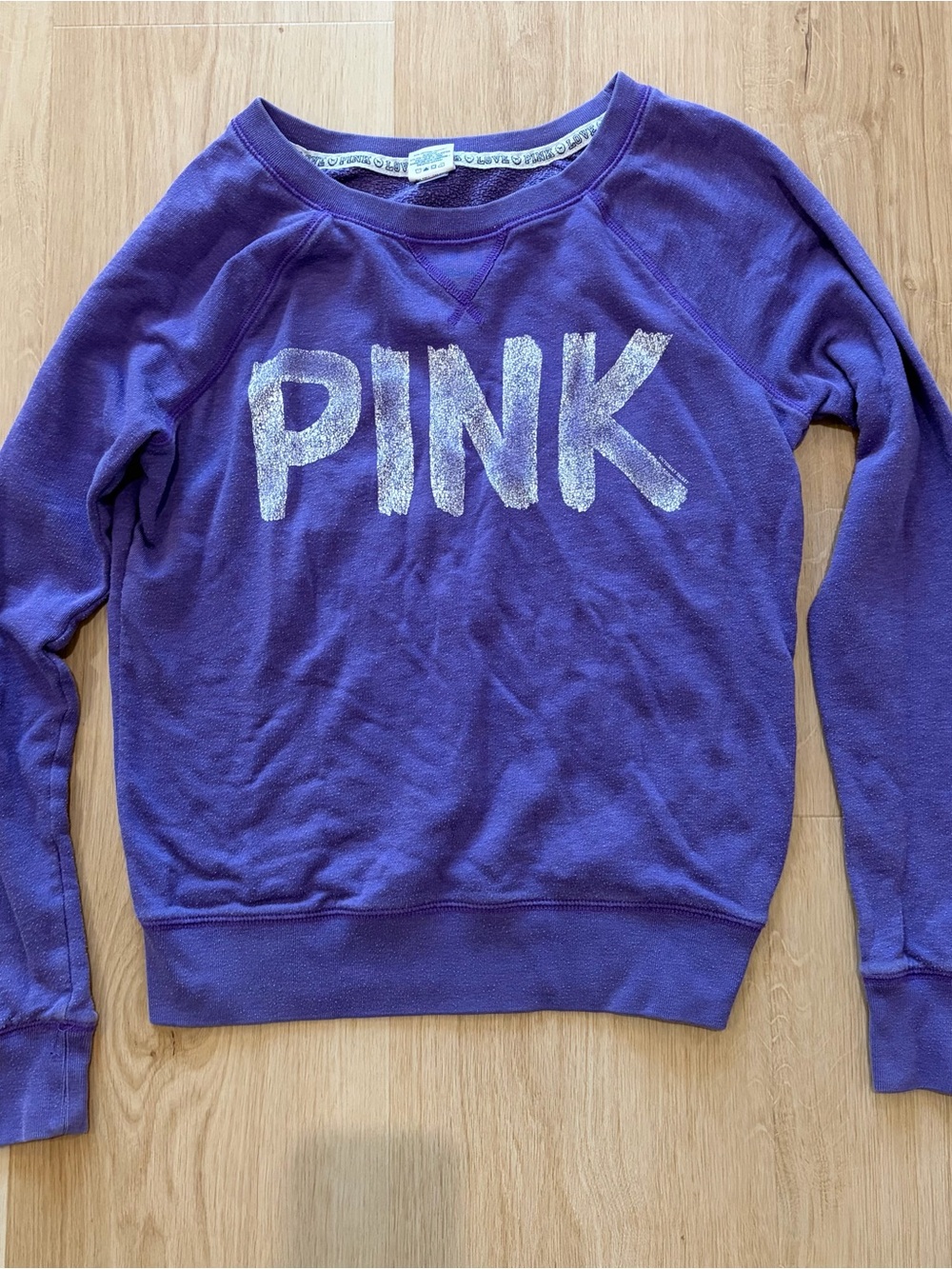 PINK Victoria's Secret Purple Crewneck Sweatshirt with White Logo
